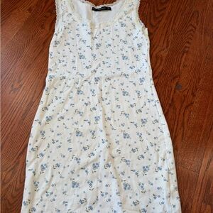 Hesperus Y2K Floral Print Lace White Mini Dress Medium